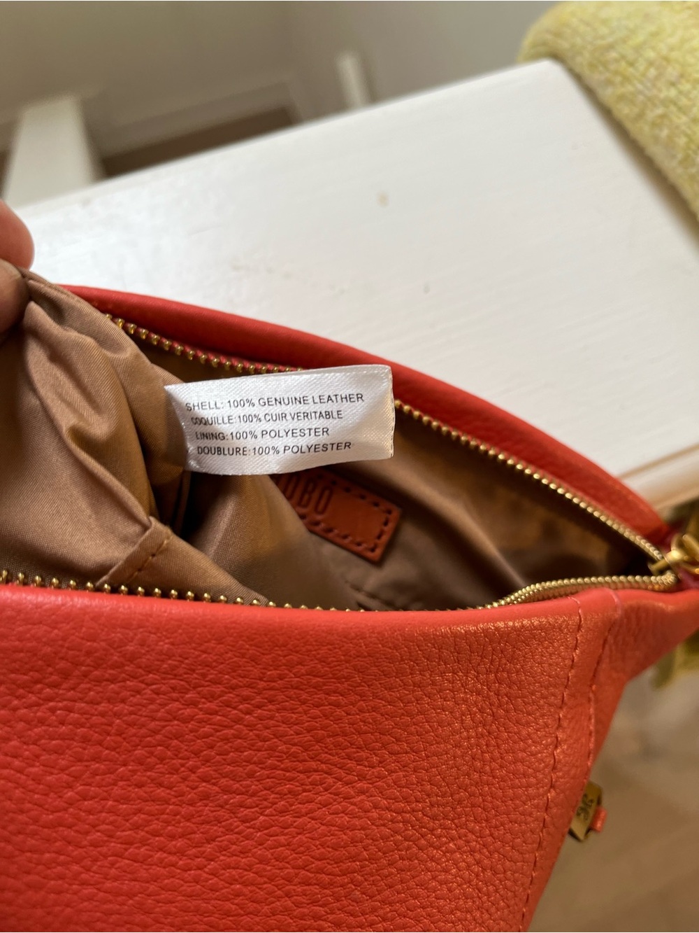 HOBO Coral Orange Pebbled Leather Crossbody Bag NWOT - Picture 7 of 14